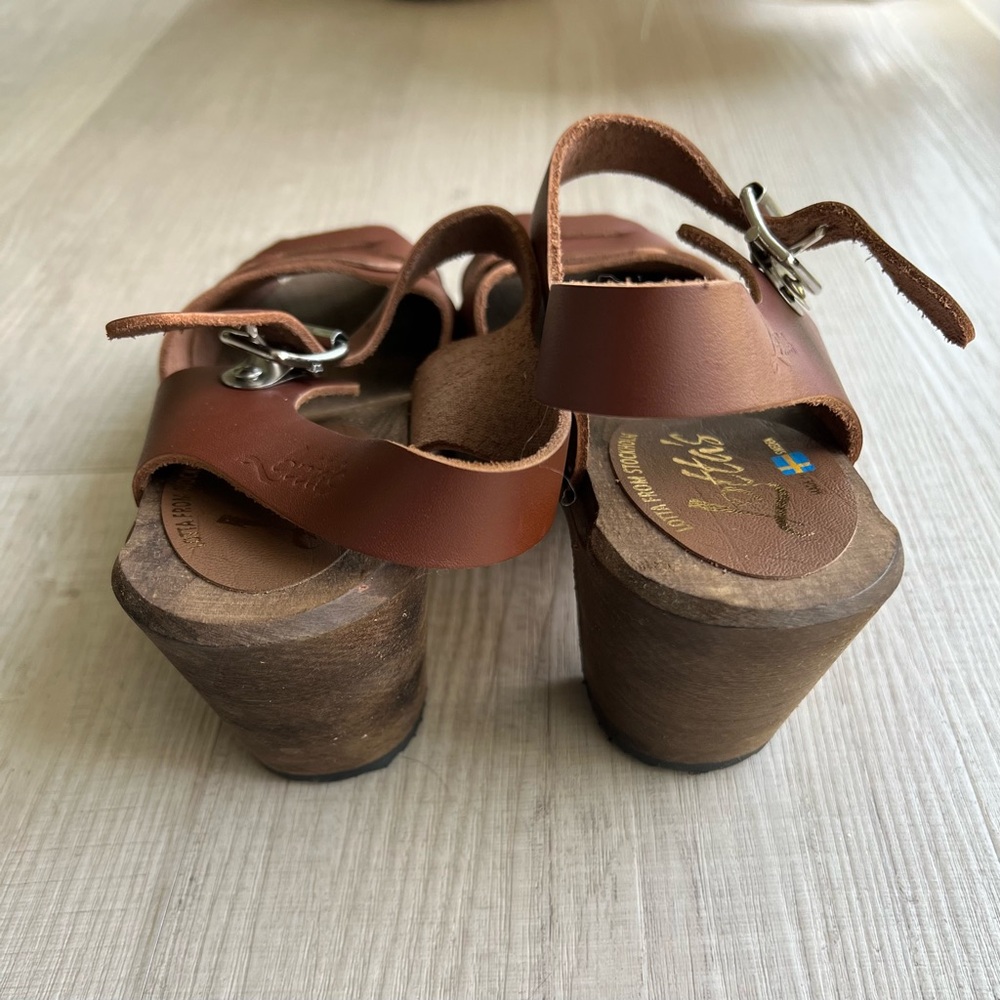 NWT Lotta from Stockholm Peep Toe Clogs - Cinnamon on Brown Base - Picture 6 of 8